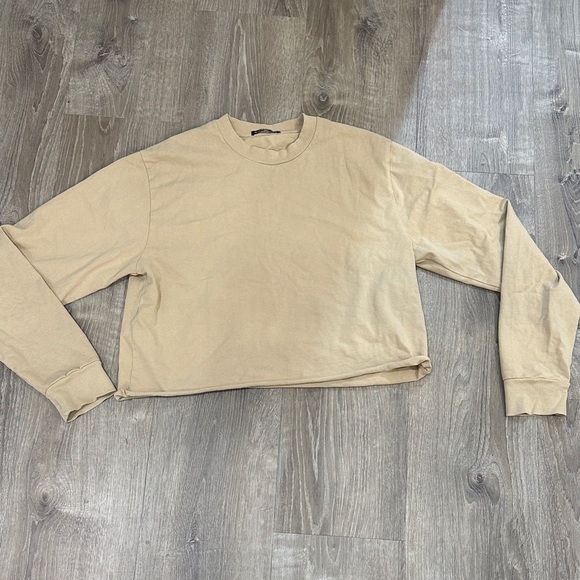 Brandy Melville Tops - Brandy Melville Tan Cropped Sweatshirt